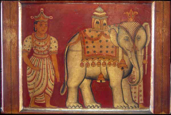painting: Kandyan elephant and relic
